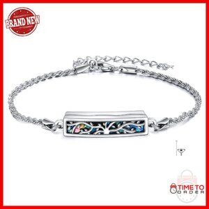 Sterling Silver Cremation Urn Bracelet with Abalone Shell Pendant